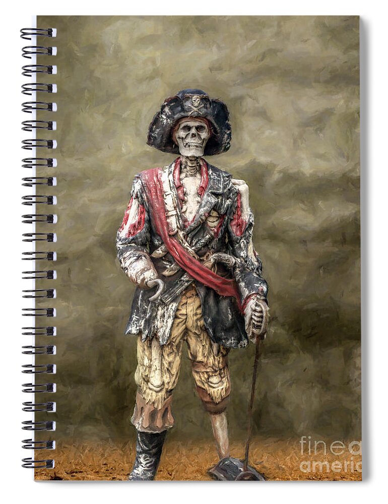 Pirate Spiral Notebook featuring the digital art Dead Men Tell No Tales by Randy Steele