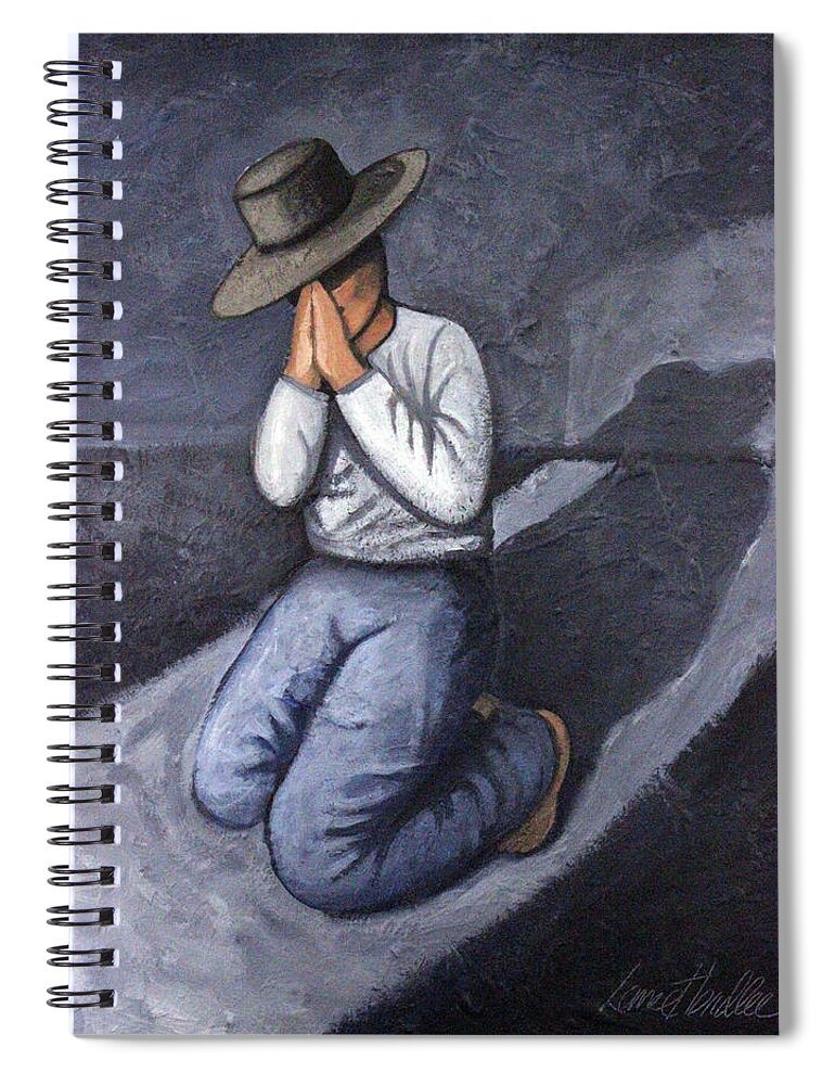 Praying Spiral Notebook featuring the painting Dear God 3 by Lance Headlee