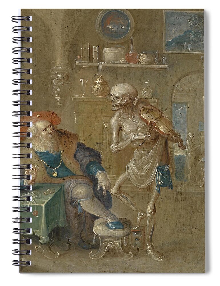 Frans Francken The Younger Spiral Notebook featuring the painting Death playing the Violin by Frans Francken the Younger