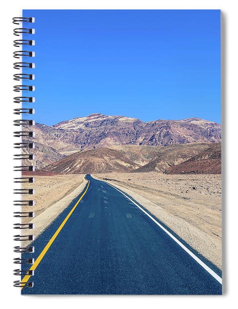 Usa Spiral Notebook featuring the photograph Death Valley road by Alberto Zanoni