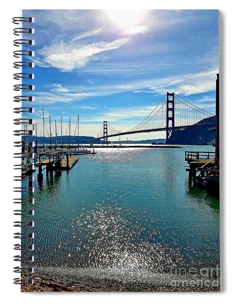Golden Gate Bridge Spiral Notebook featuring the photograph December Golden Gate Bridge by Artist Linda Marie