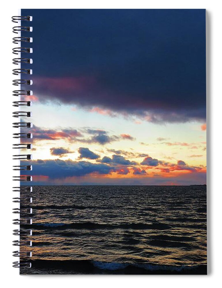 Thousand Islands Spiral Notebook featuring the photograph December sunset, Wolfe Island, Ca. View from Tibbetts Point Lighthouse by Dennis McCarthy
