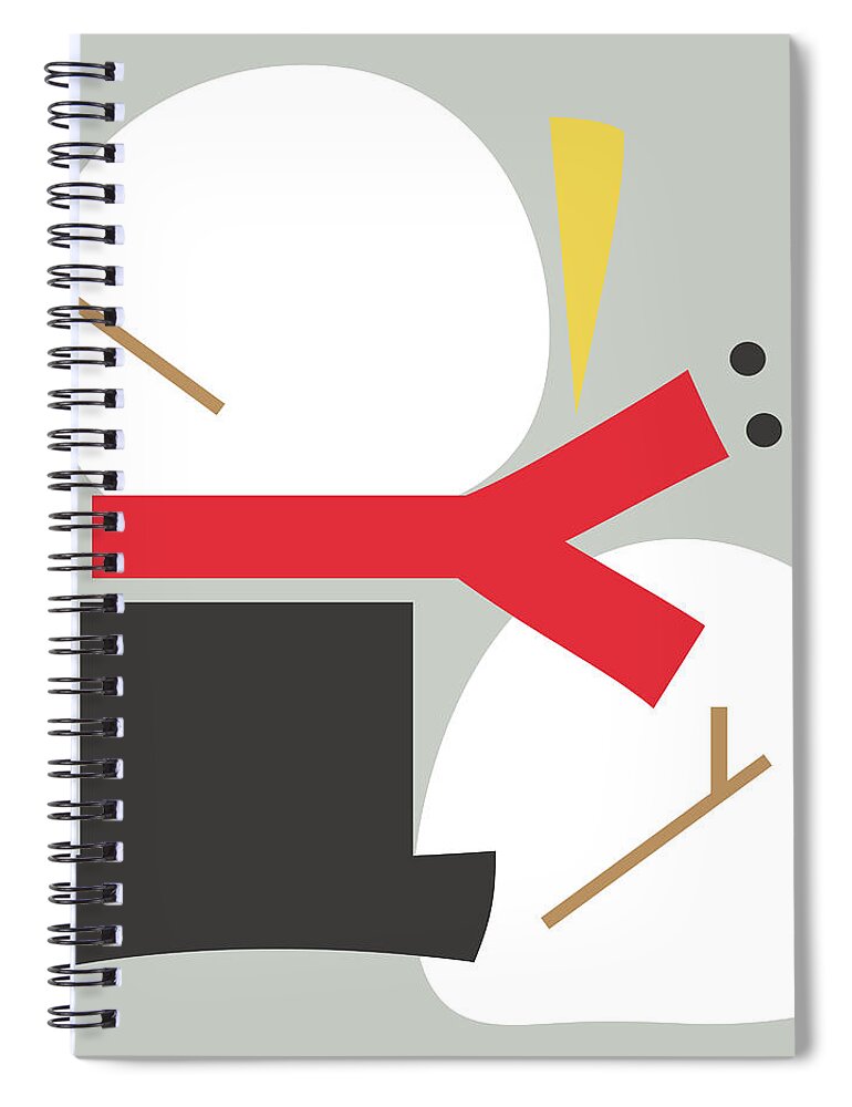 Snowman Spiral Notebook featuring the digital art Deconstructed Snowman- Modern Art by Linda Woods by Linda Woods