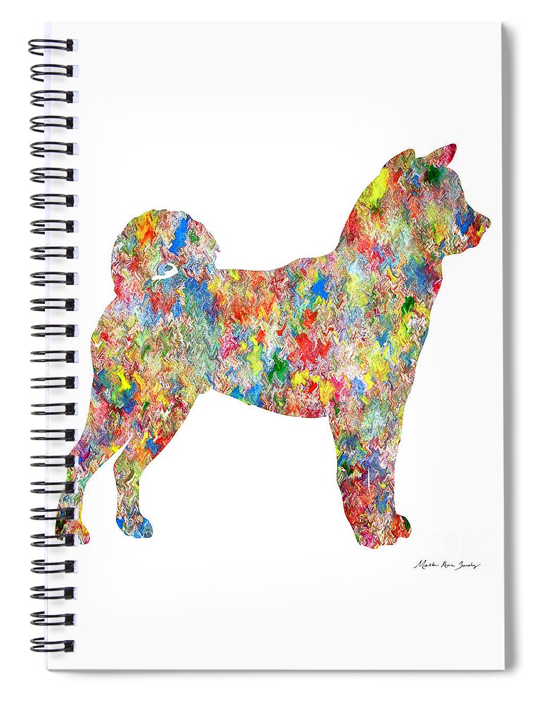 Abstract Spiral Notebook featuring the painting Decorative Husky Abstract O1215T by Mas Art Studio
