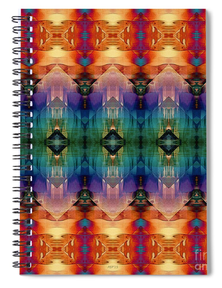 Orange Spiral Notebook featuring the digital art Decorative Orange Blue Abstract by Phil Perkins
