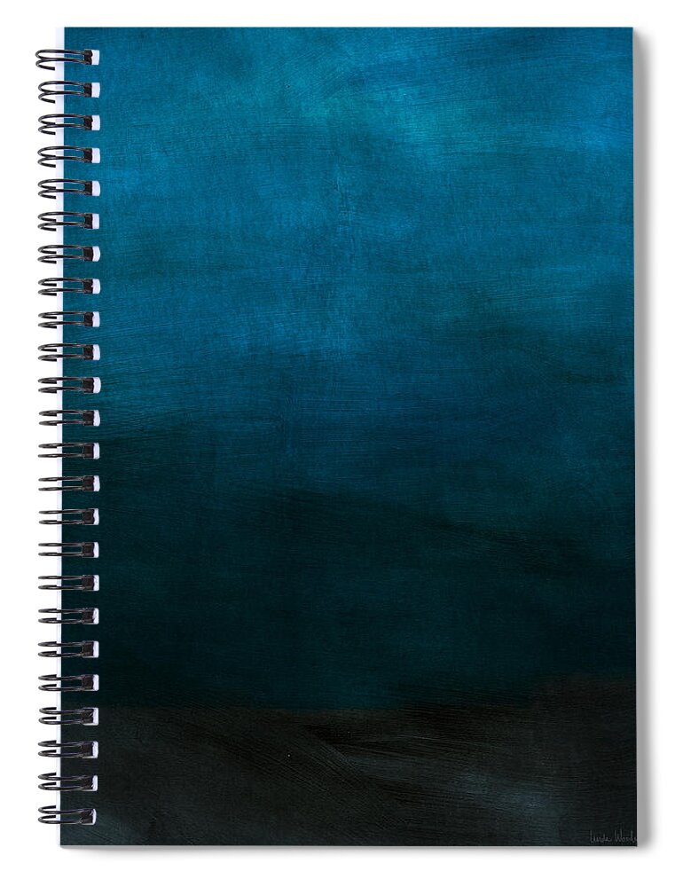 Blue Spiral Notebook featuring the mixed media Deep Blue Mood- Abstract Art by Linda Woods by Linda Woods
