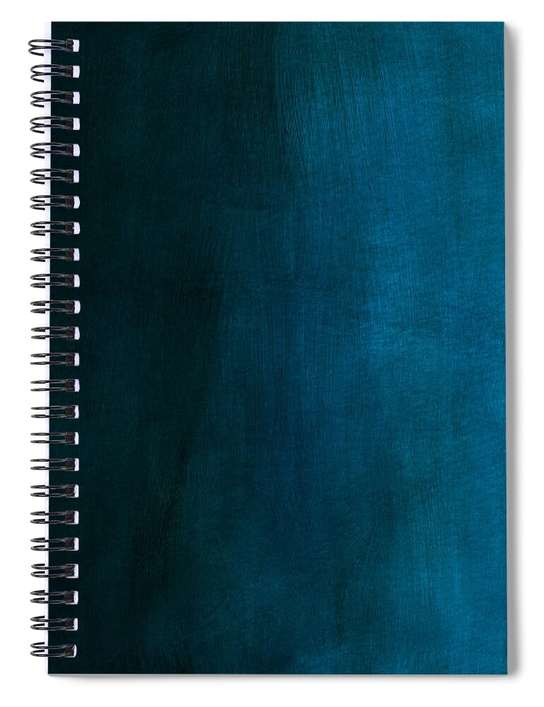 Blue Spiral Notebook featuring the mixed media Deep Blue Mood Horizontal- Abstract Art by Linda Woods by Linda Woods