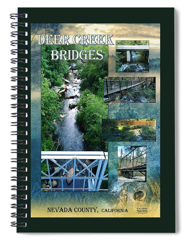 Deer Creek Bridges Spiral Notebook featuring the digital art Deer Creek Bridges by Lisa Redfern