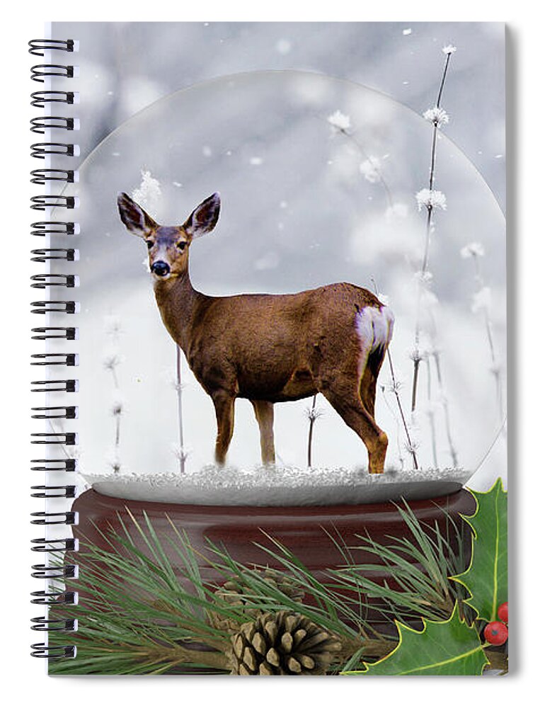 Deer Spiral Notebook featuring the photograph Deer Snow Globe by Steph Gabler