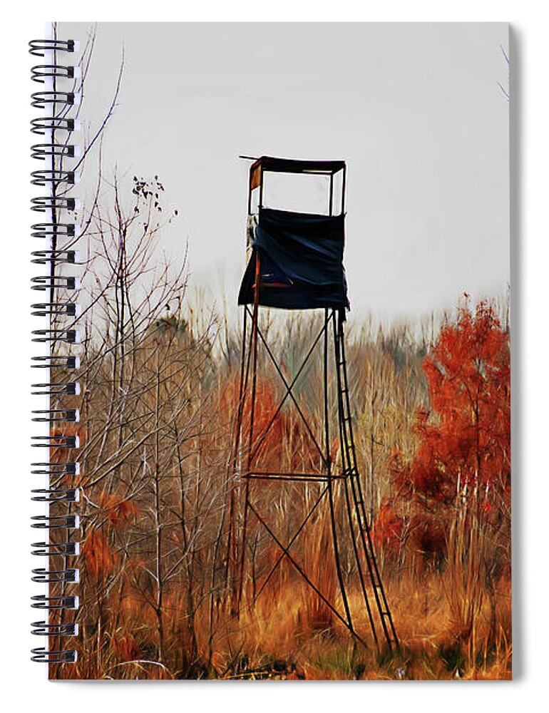 Deer Stand Spiral Notebook featuring the photograph Deer Stand 1 by Gina O'Brien
