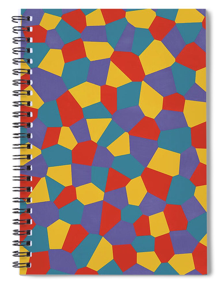 Abstract Spiral Notebook featuring the painting Delaunay Triptych Panel 1 by Janet Hansen