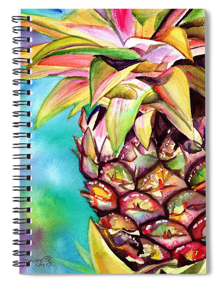 Pineapple Watercolors Spiral Notebook featuring the painting Delightful Pineapple by Marionette Taboniar