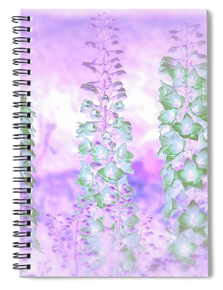 Flowers Spiral Notebook featuring the photograph Delphiniums by Heather Hubbard