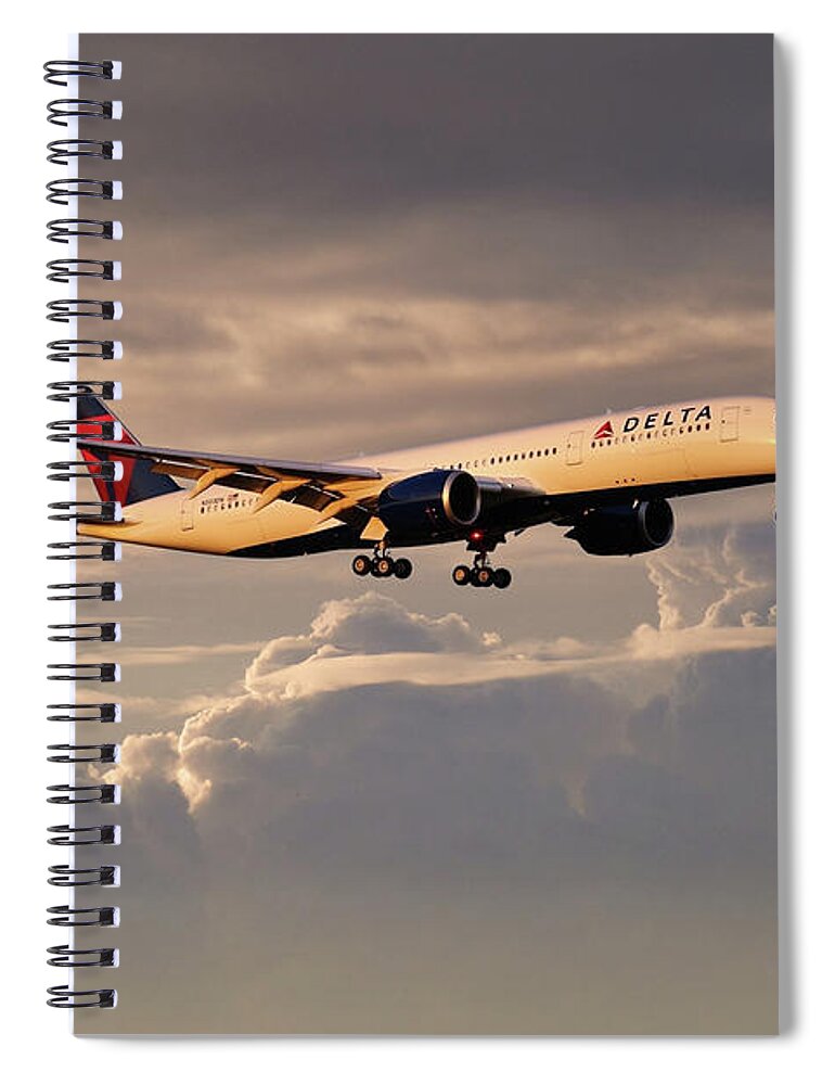 Delta Air Lines Spiral Notebook featuring the digital art Delta Air Lines - Airbus A350-941 - N503DN by Airpower Art