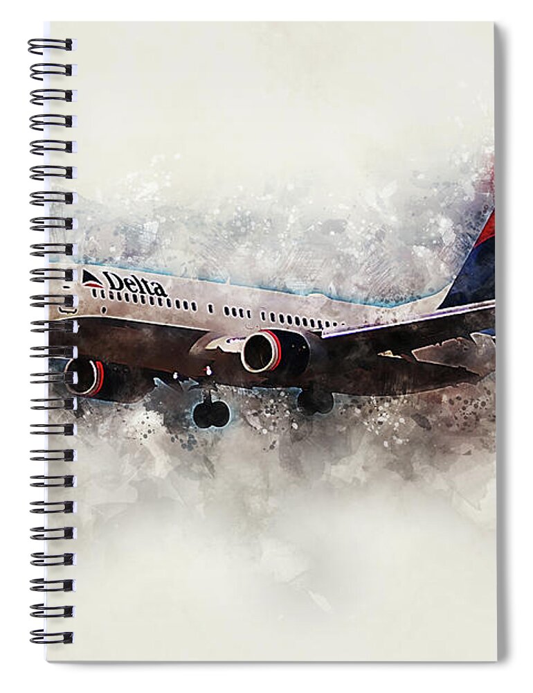Delta Spiral Notebook featuring the digital art Delta Boeing 737-800 Painting by Airpower Art