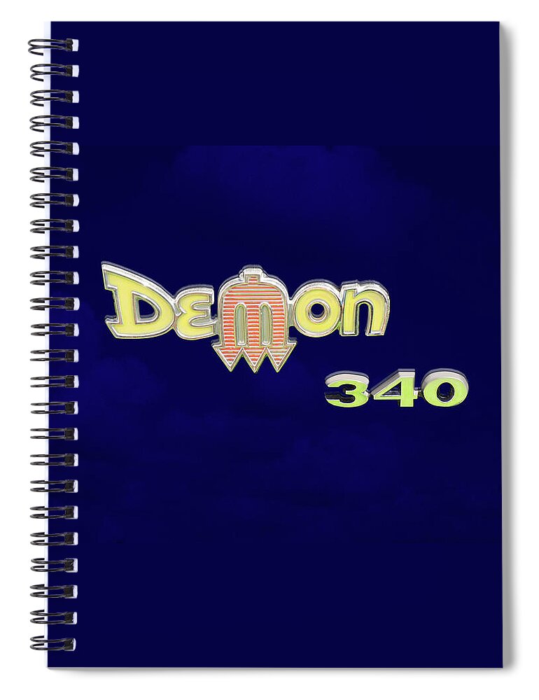Dodge Spiral Notebook featuring the photograph Demon 340 Emblem by Mike McGlothlen