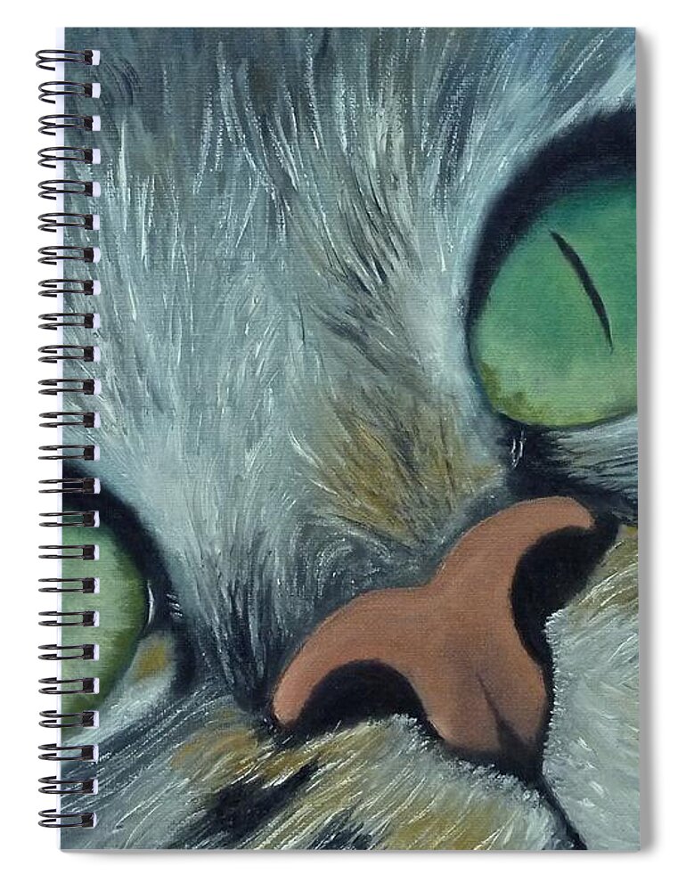  Spiral Notebook featuring the painting Green Eyes by Barrie Stark