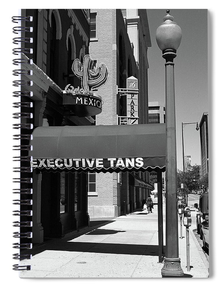 16th Spiral Notebook featuring the photograph Denver Downtown Storefront BW by Frank Romeo