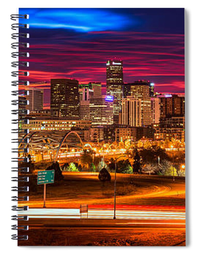 Denver Spiral Notebook featuring the photograph Denver Skyline Sunrise by Darren White