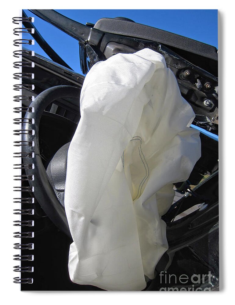 Air Spiral Notebook featuring the photograph Deployed Air Bag by Olivier Le Queinec