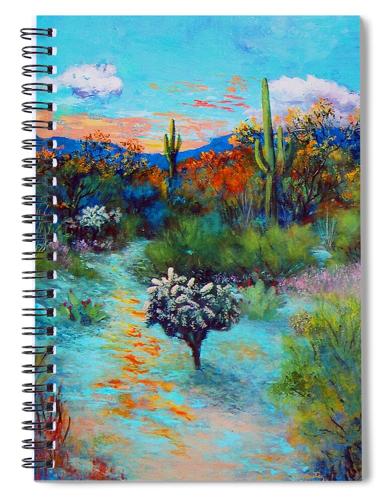 Night Spiral Notebook featuring the painting Desert at Dusk by M Diane Bonaparte
