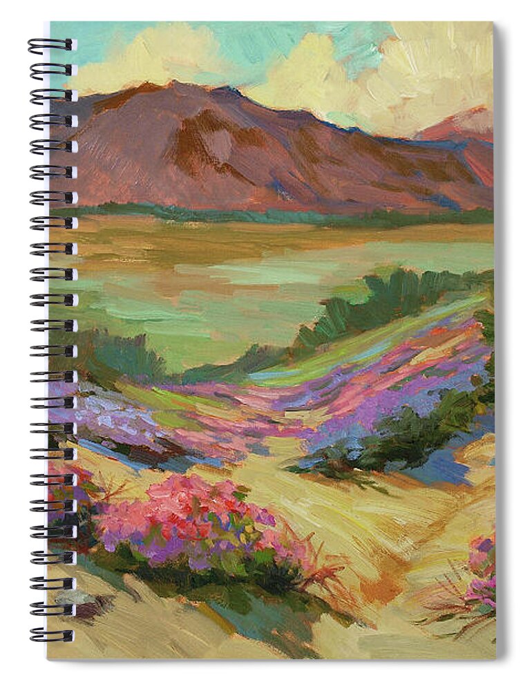 Desert Verbena At Borrego Springs Spiral Notebook featuring the painting Desert Verbena at Borrego Springs by Diane McClary