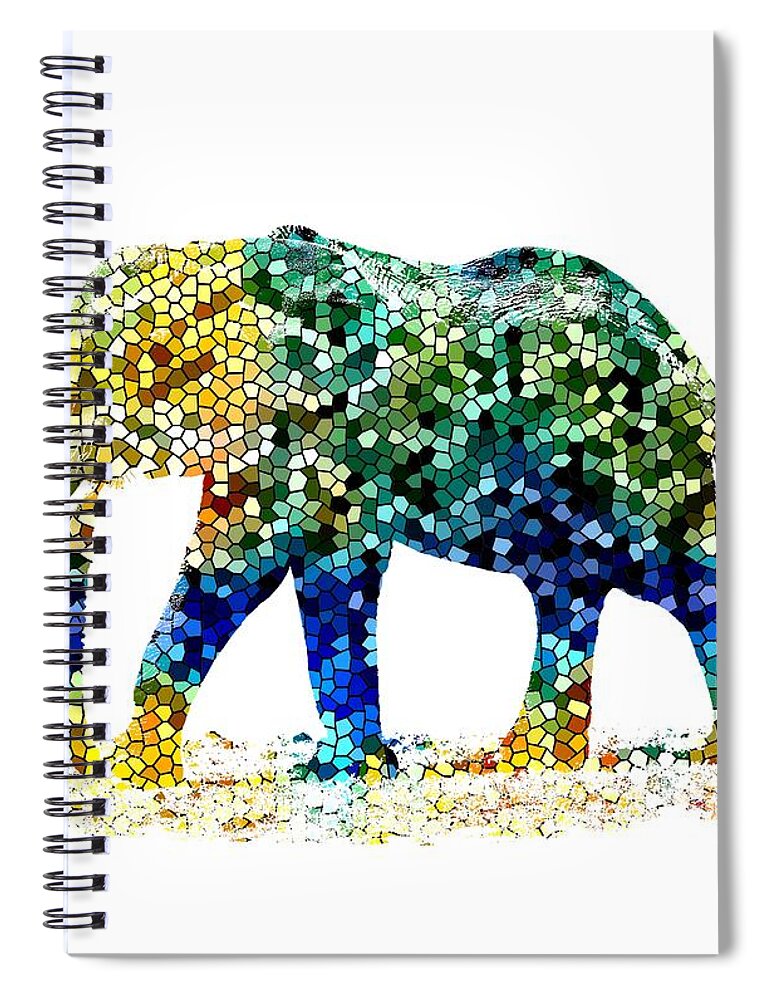 Digital Spiral Notebook featuring the digital art Design 36 Mosaic Elephant by Lucie Dumas
