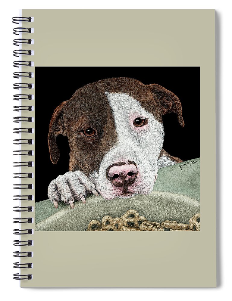 Dog Spiral Notebook featuring the drawing Desire by Ann Ranlett