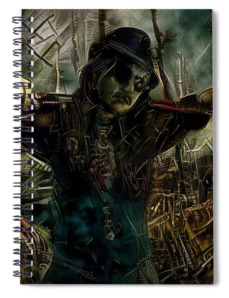 Destructor Spiral Notebook featuring the mixed media Destructor by Lilia D