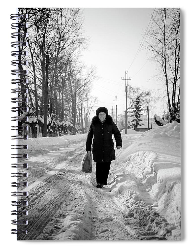 Woman Walking Spiral Notebook featuring the photograph Determined Walker by John Williams