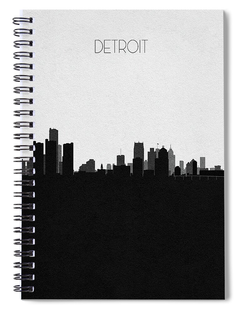 Detroit Spiral Notebook featuring the digital art Detroit Cityscape Art by Inspirowl Design