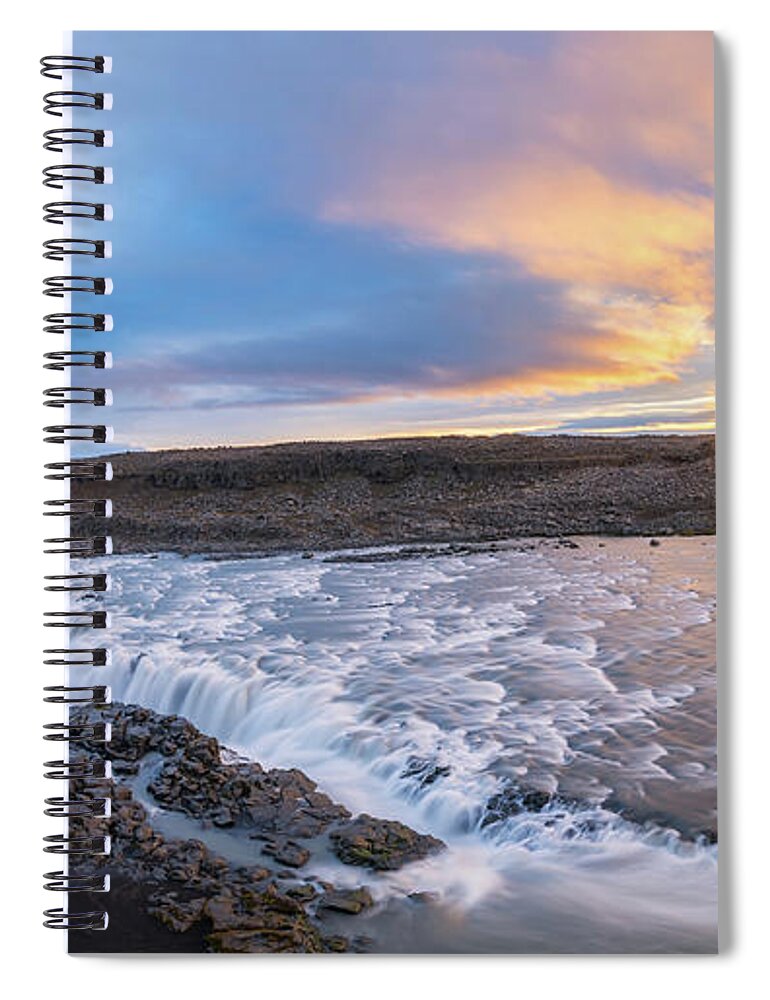 Dettifoss Spiral Notebook featuring the photograph Dettifoss Sunrise Panorama by Michael Ver Sprill