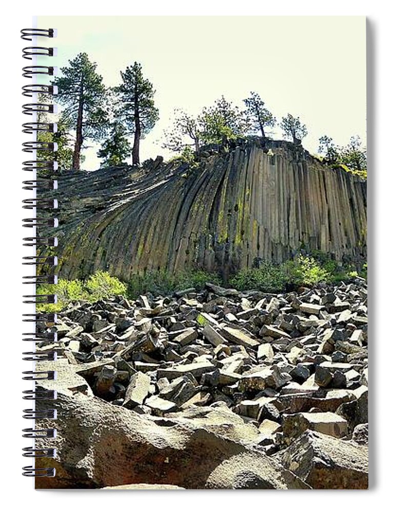 Basaltic Columns Spiral Notebook featuring the photograph Devils Postpile Wide by Joe Lach