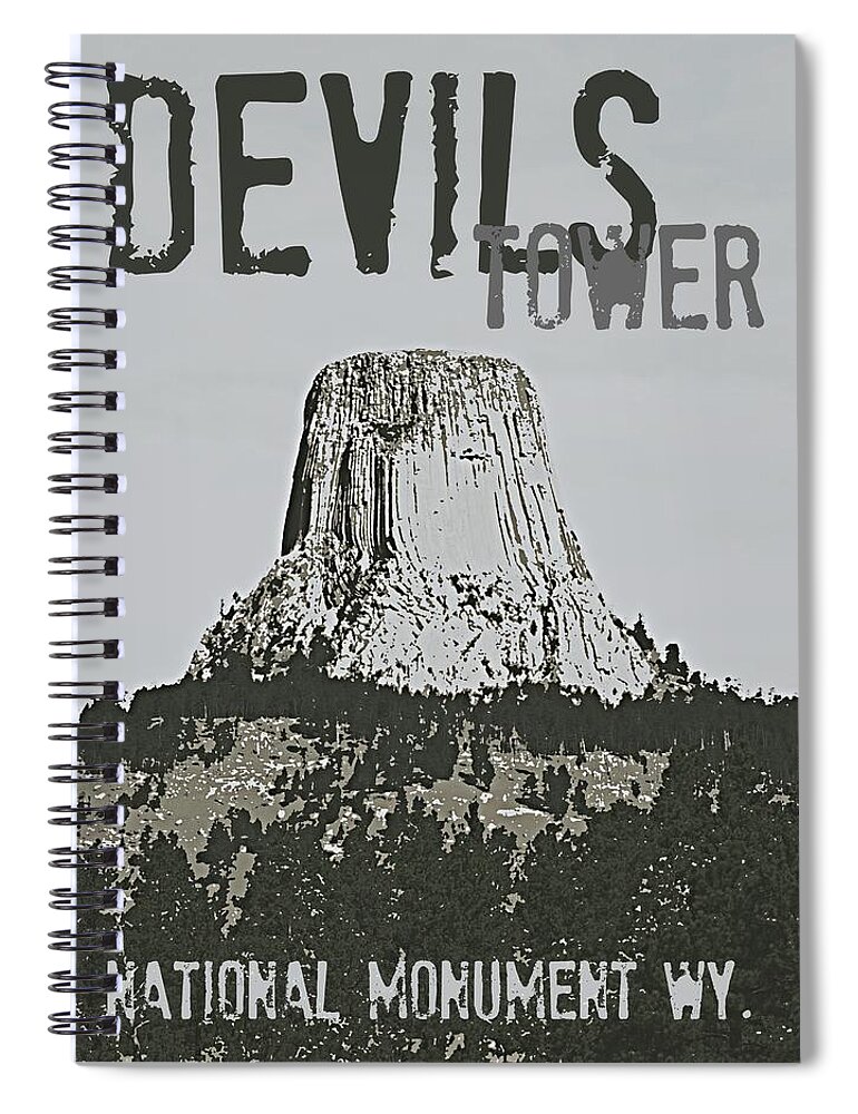 Devilstower Spiral Notebook featuring the digital art Devils Tower Stamp by Troy Stapek