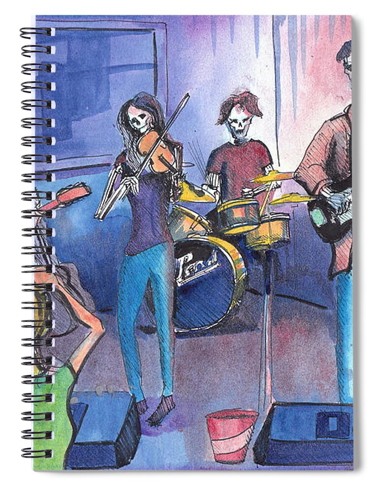 Dewey Spiral Notebook featuring the painting Dewey Paul Band by David Sockrider