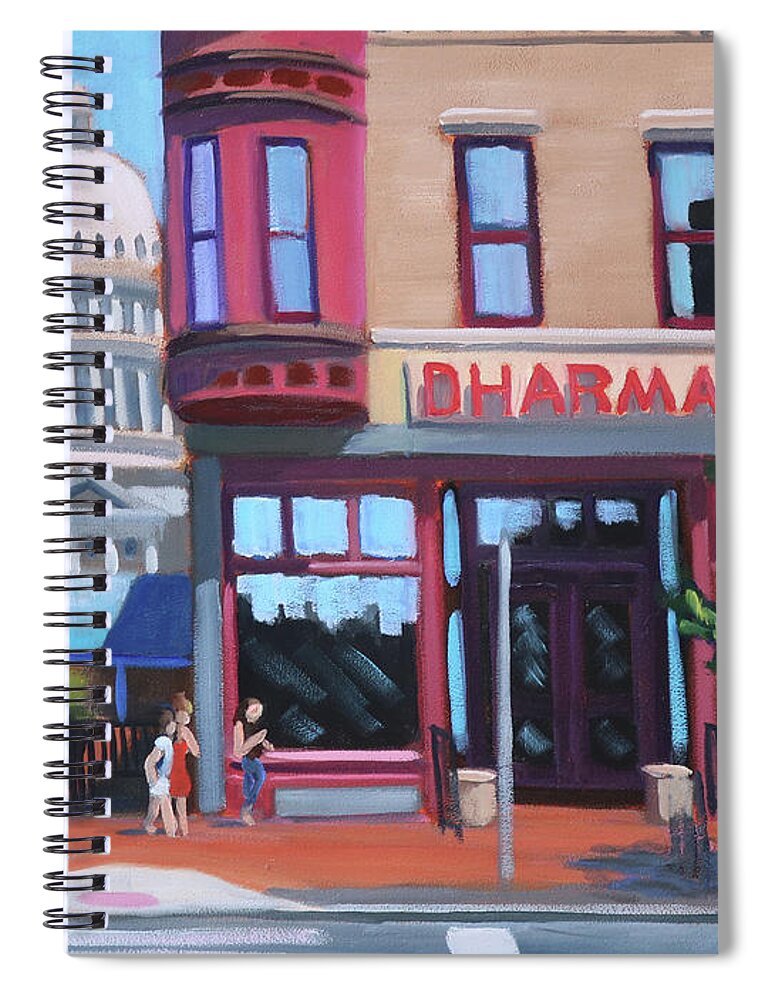 Boise Spiral Notebook featuring the painting Dharma Building - Boise by Kevin Hughes