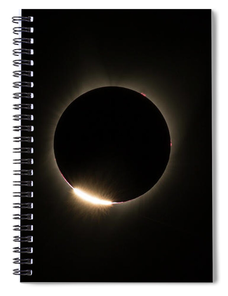 Eclipse Spiral Notebook featuring the photograph Diamond Ring Eclipse by Don Hoekwater Photography