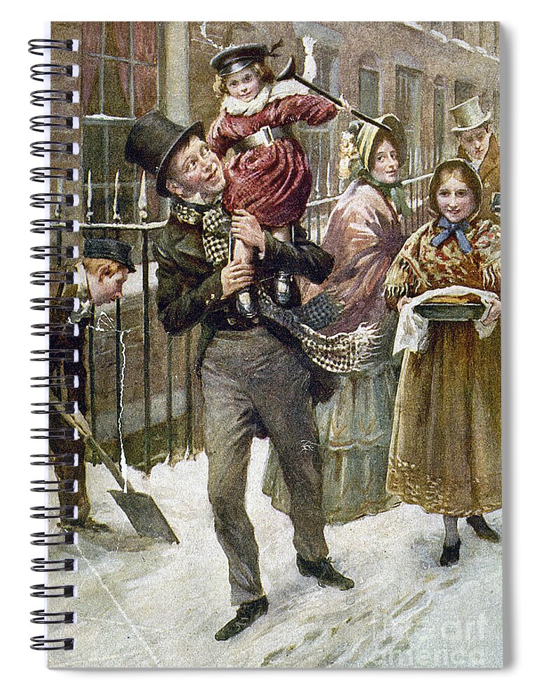 1920 Spiral Notebook featuring the drawing Dickens - A Christmas Carol by Harold Cropping
