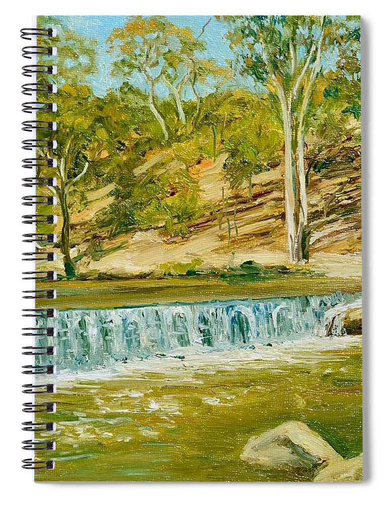 River Spiral Notebook featuring the painting Dights Falls on the Yarra River by Dai Wynn
