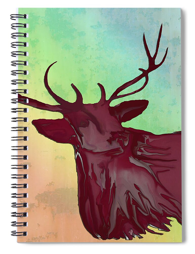 Digital Art Spiral Notebook featuring the digital art Montana Elk #1 by Kae Cheatham