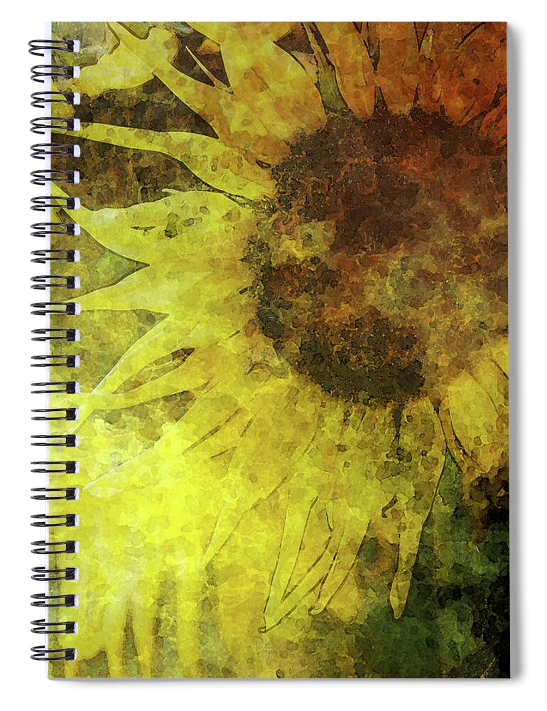 Lost Spiral Notebook featuring the photograph Digital Lost Watercolor Bee and Sunflower 2248 LW_2 by Steven Ward