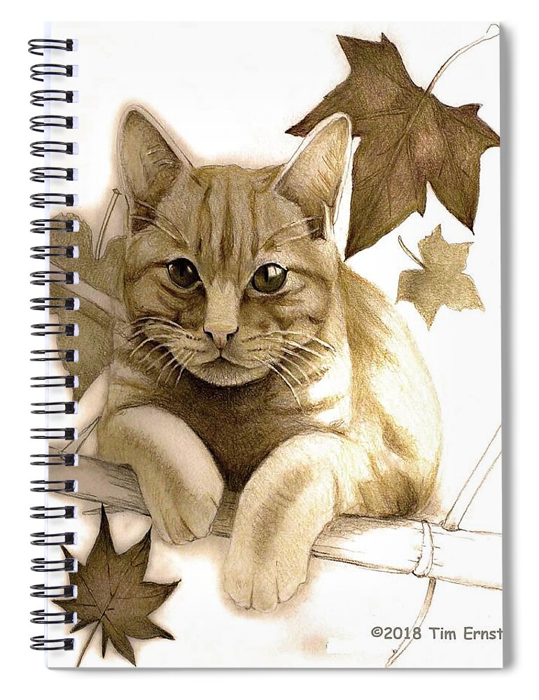 Cat Spiral Notebook featuring the digital art Digitally Enhanced Cat Image by Tim Ernst