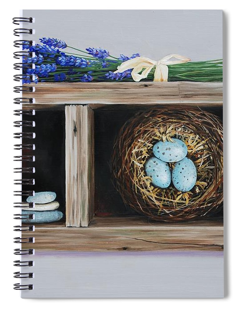 Nest Spiral Notebook featuring the painting Dilly Dilly by Emily Page