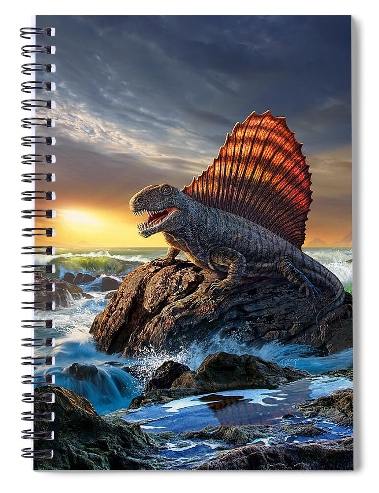 Dimetrodon Spiral Notebook featuring the digital art Dimetrodon by Jerry LoFaro