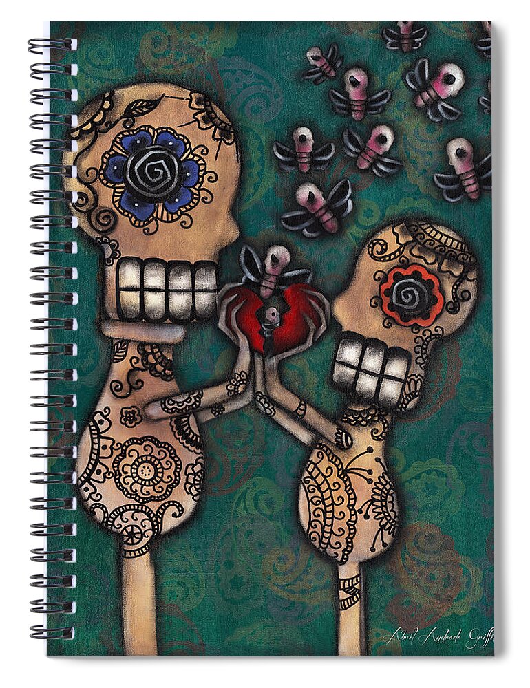 Day Of The Dead Spiral Notebook featuring the painting Discover by Abril Andrade