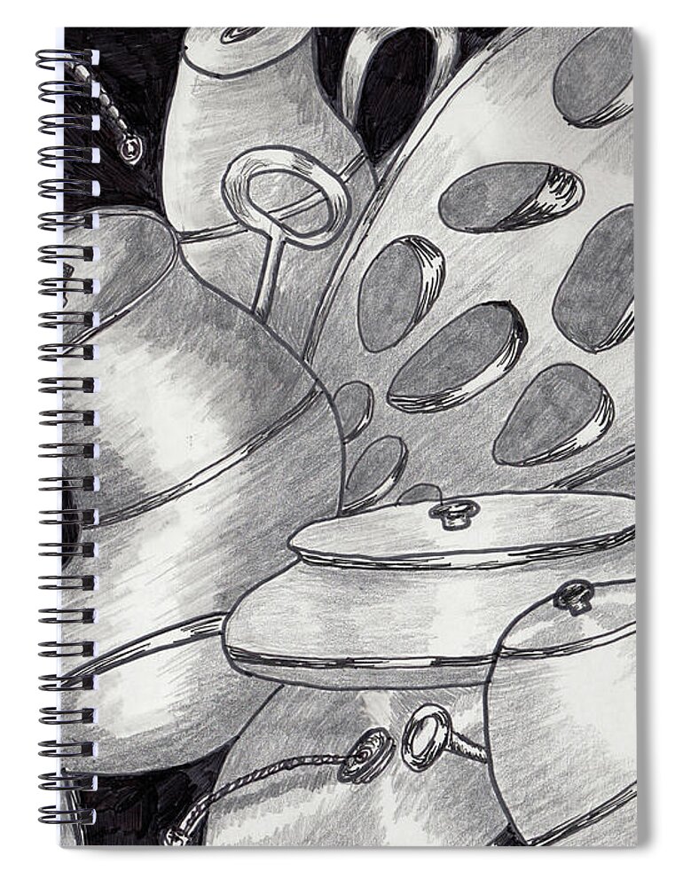 Pot Spiral Notebook featuring the drawing Distorted Images by Quwatha Valentine