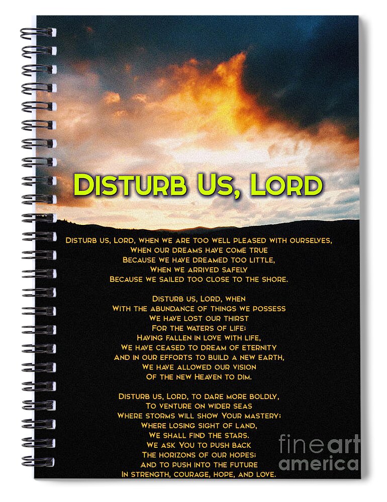 Prayer Spiral Notebook featuring the painting Disturb Us Lord by Celestial Images