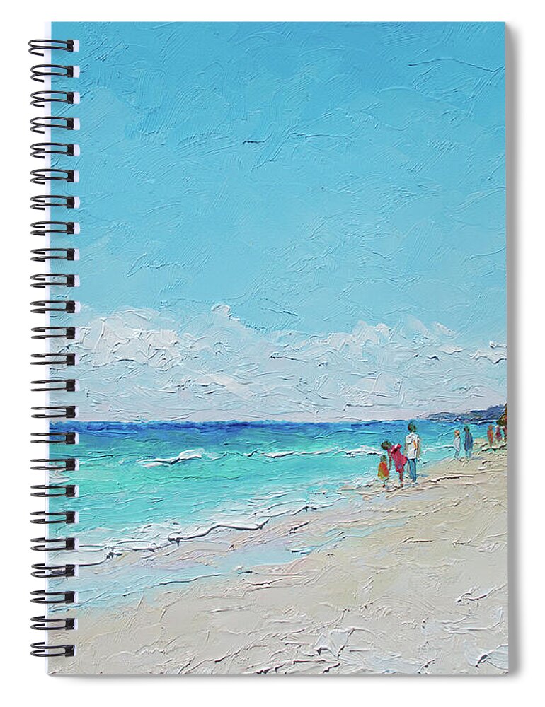 Beach Spiral Notebook featuring the painting Ditch Plains Beach Montauk Hamptons NY by Jan Matson