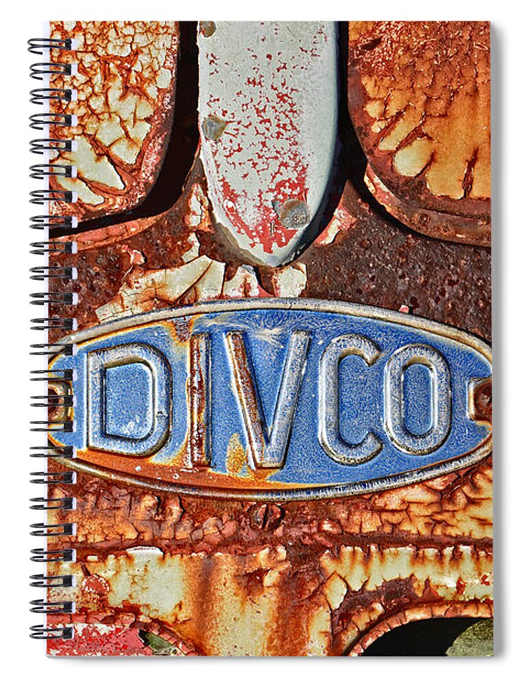 Divco Spiral Notebook featuring the photograph DIVCO Badge by Mike Martin