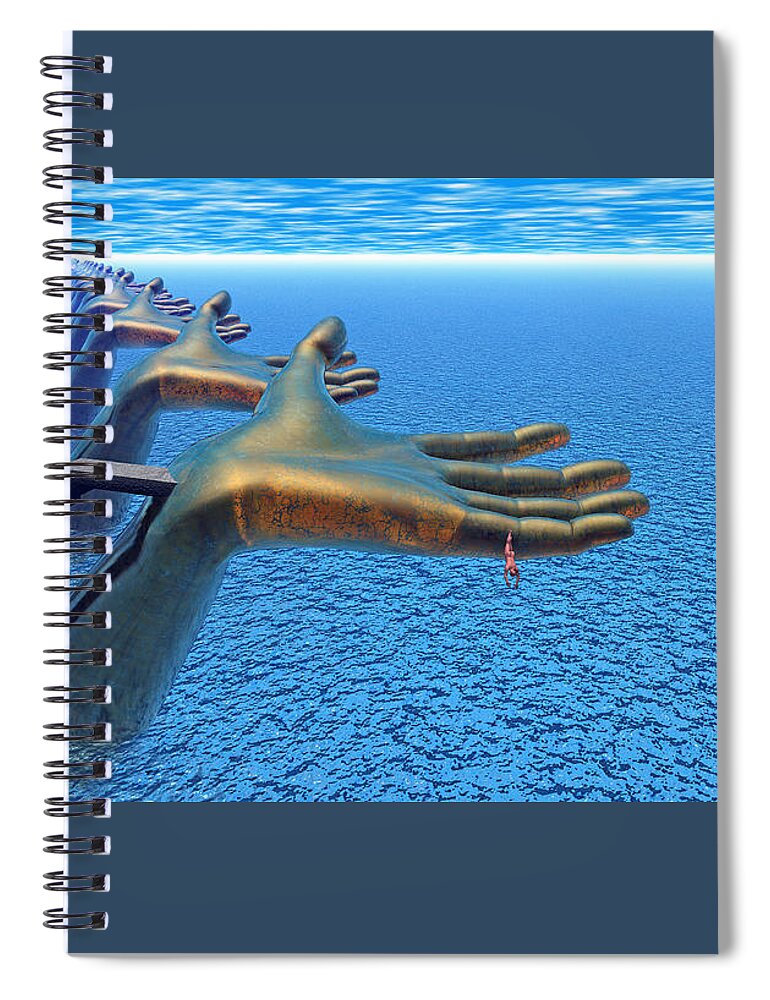 Hand Spiral Notebook featuring the digital art Dive Into The Imagination by Dario ASSISI
